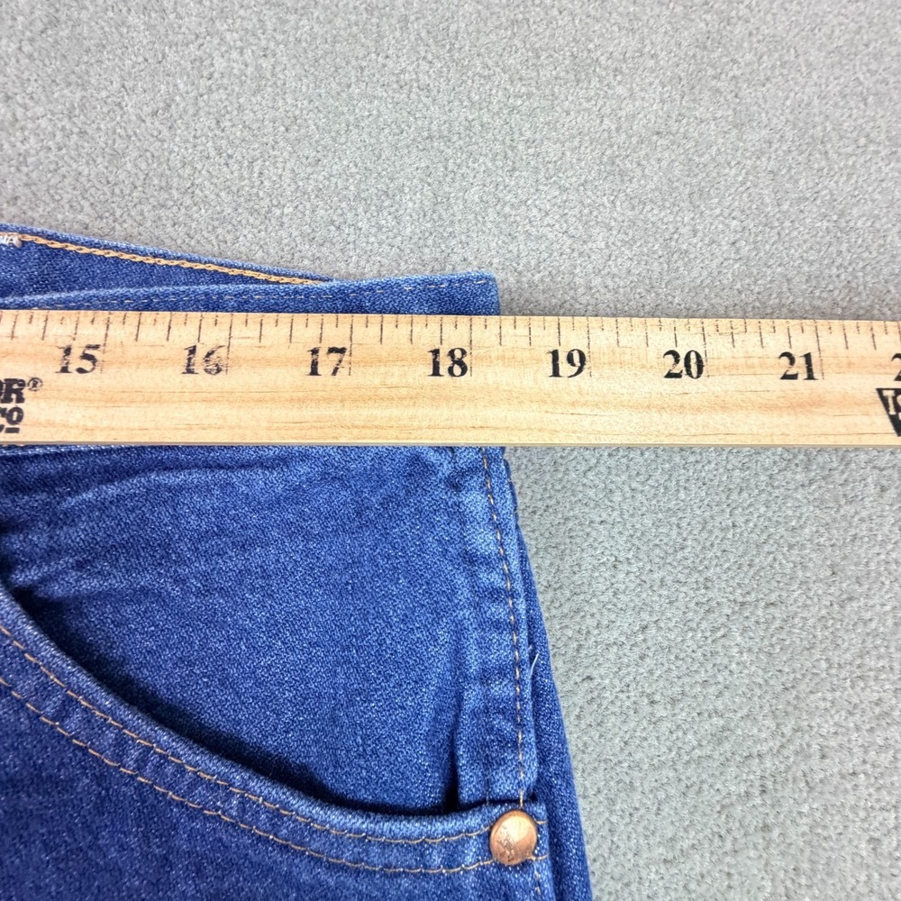 Wrangler Jeans Mens Sz 38x34 Blue Denim (Actual Sz 37X32) Thrashed Bootcut - Picture 5 of 11
